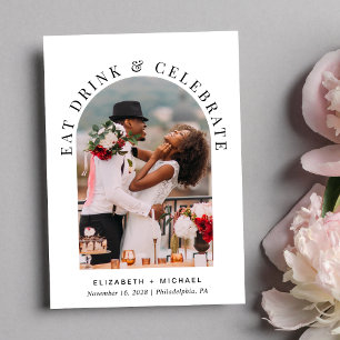 Chic Modern Arch Photo Wedding Reception Invitation