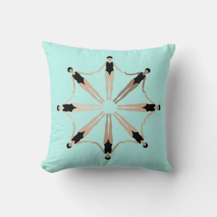 Chic Modern Artistic Synchronised Swimmers Blue Cushion