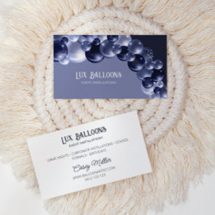 Chic Modern Balloon Artist Navy Blue Silver Business Card