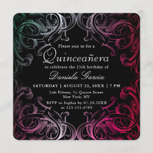 Chic Modern Baroque 15th Birthday Quiceanera Invitation