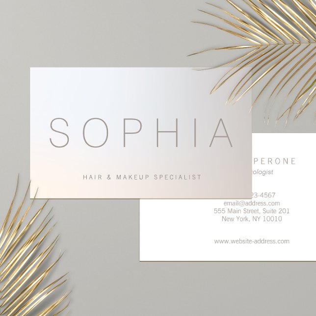 Chic Modern Beauty Minimalist Silver Gradient Business Card (Creator Uploaded)
