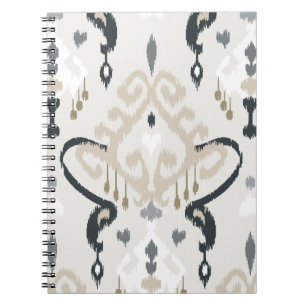 Chic modern beige black white ikat tribal pattern notebook