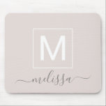 Chic modern beige monogram name mouse mat<br><div class="desc">Chic modern beige monogram name mouse pad. Simple,  clean monogrammed personalised desk name plate with your name initials,  name,  and title. Font and text colours are fully customisable.</div>