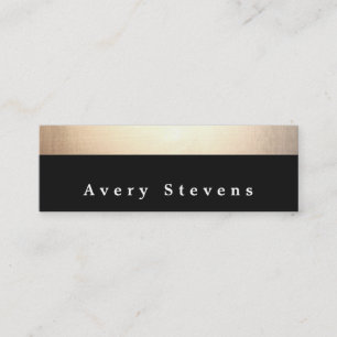 Chic Modern Black and Gold Striped Mini Business Card