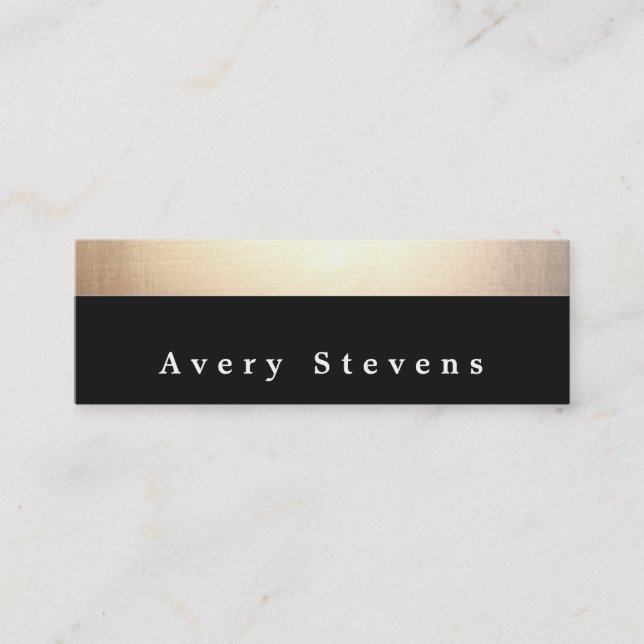 Chic Modern Black and Gold Striped Mini Business Card (Front)