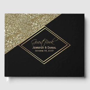 Chic Modern Black and Gold Wedding Guest Book