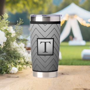 Chic Modern Black and Grey Chevron Insulated Tumbler