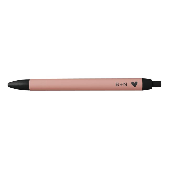 Chic Modern Black and Pink Heart Writing Ink Pen (Front)