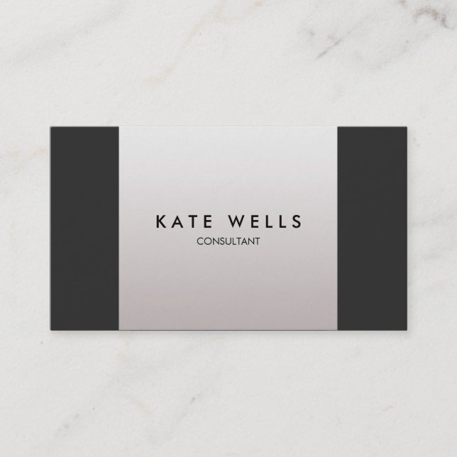 Chic Modern Black and Taupe Grey Colorblock Business Card (Front)