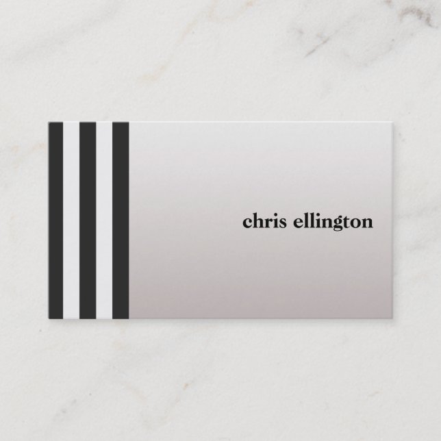 Chic Modern Black and White Vertical Stripe Business Card (Front)
