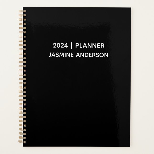 Chic Modern Black White 2024 Weekly Monthly  Planner (Front)
