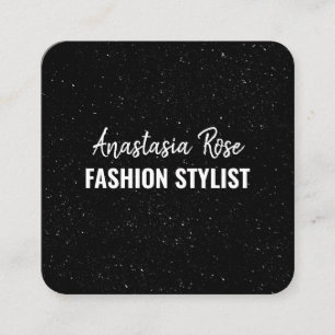 Chic Modern Black White Minimalist Glitter Galaxy Square Business Card