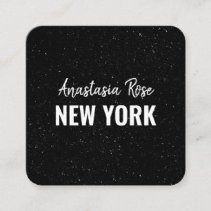 Chic Modern Black White Minimalist Glitter Galaxy Square Business Card