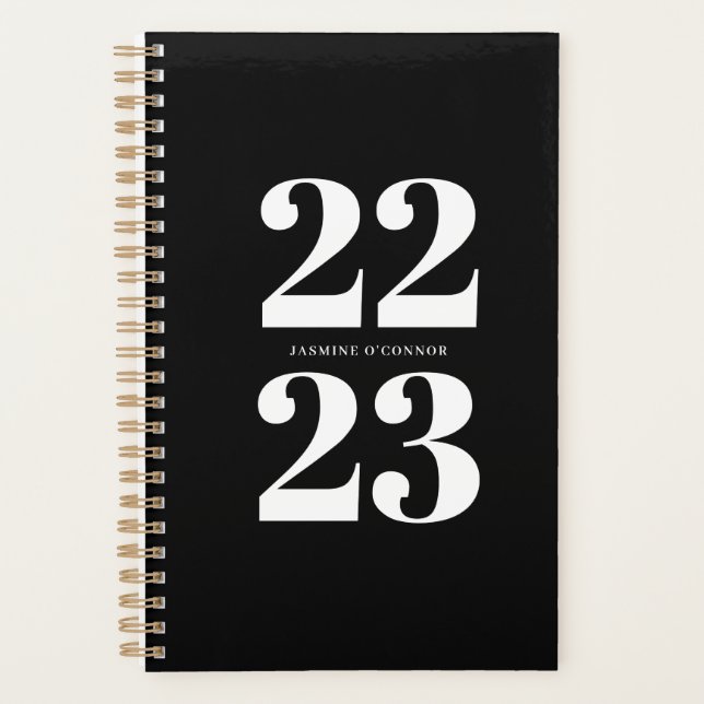 Chic Modern Black White Typography Planner (Front)