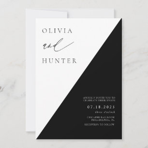 Chic Modern Black & White Wedding Invitation