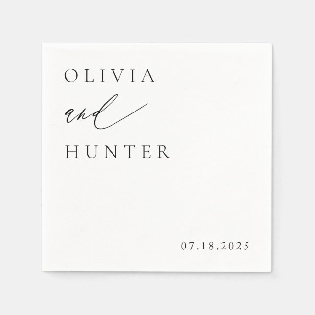 Chic Modern Black & White Wedding Napkin (Front)