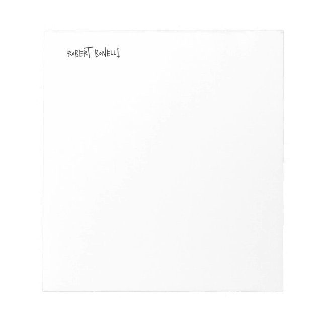 Chic Modern Black White Your Name Minimalist Notepad (Front)