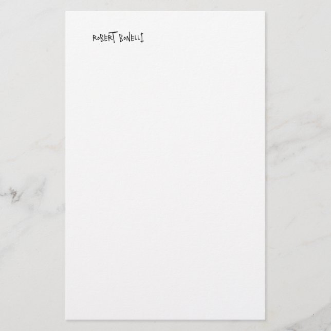 Chic Modern Black White Your Name Minimalist Stationery (Front)