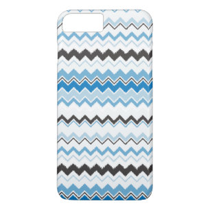 Chic modern blue and white Chevron ikat pattern iPhone 8 Plus/7 Plus Case