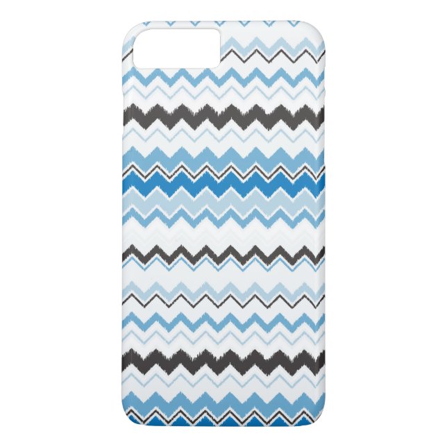 Chic modern blue and white Chevron ikat pattern Case-Mate iPhone Case (Back)