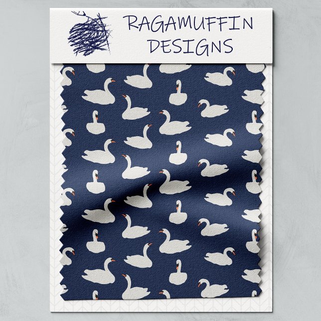 Chic Modern Blue Swan Repeating Pattern  Fabric (Swan Swatch)