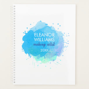 Chic Modern Blue Watercolor Abstract Blot Business Planner