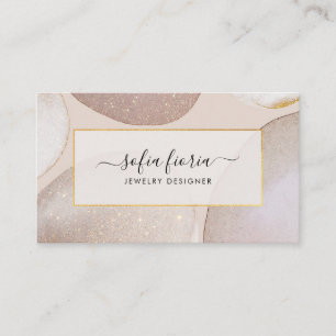 Chic Modern Blush Gold Glitter Jewellery Business Card