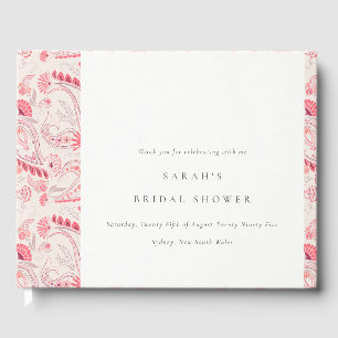 Chic Modern Blush Paisley Typography Bridal Shower Guest Book
