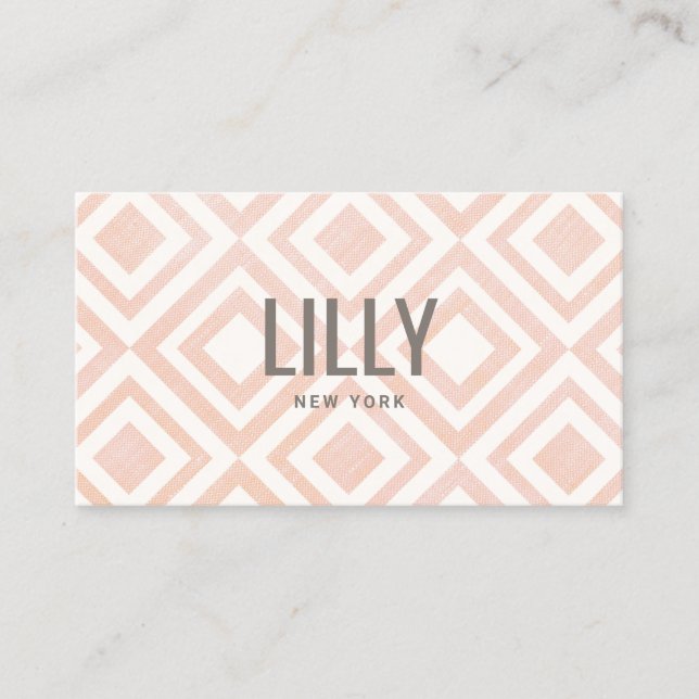 Chic Modern Blush Pink Geometric Pattern Business  Business Card (Front)