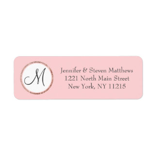 Chic Modern Blush Pink Rose Gold Circle Monogram