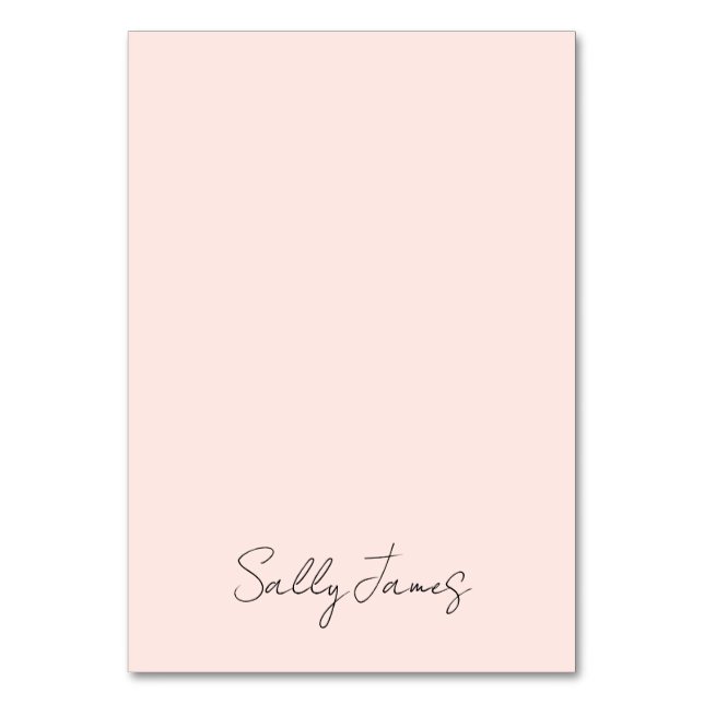 Chic Modern Blush Signature Name Table Number (Front)