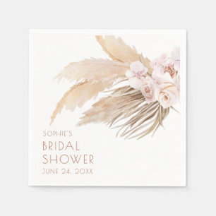 Chic Modern Boho Pampas Grass Bridal Shower  Napkin