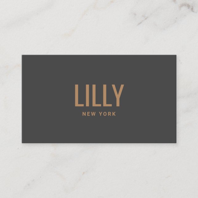 Chic Modern Bold Typography Charcoal Grey Business Card (Front)
