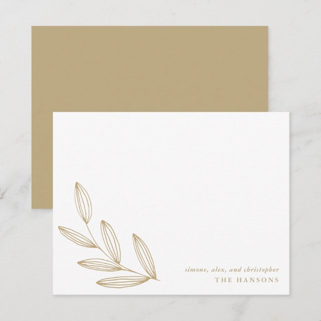 Chic Modern Botanical Sprout Tan Cream and White Card (Front/Back)
