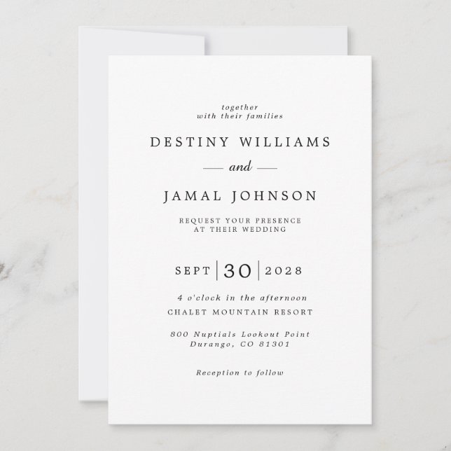 Chic Modern Bride Groom Photo Wedding Invitation (Front)
