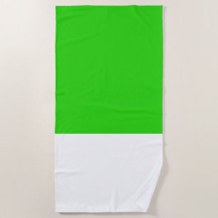 Chic Modern Bright Lime Green White Colour Block Beach Towel
