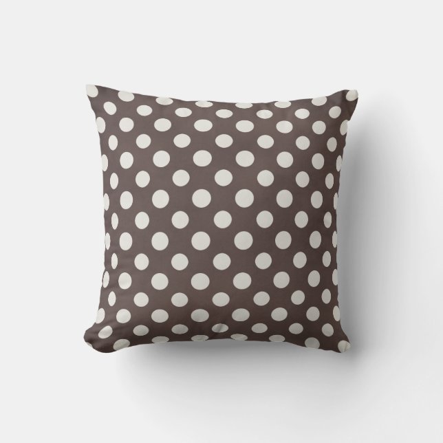 Chic Modern Brown White Polka Dot Pattern Cushion (Front)