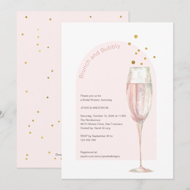 Chic Modern brunch and bubbly mimosa bridal shower Invitation (Front/Back)