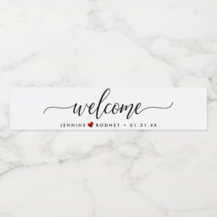Chic+Modern Brush Script Event Welcome Water Bottle Label