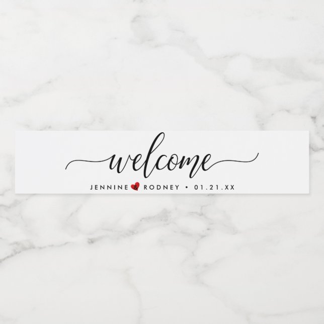 Chic+Modern Brush Script Event Welcome Water Bottle Label (Single Label)