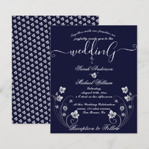 Chic Modern Budget Floral White Wedding Invitation