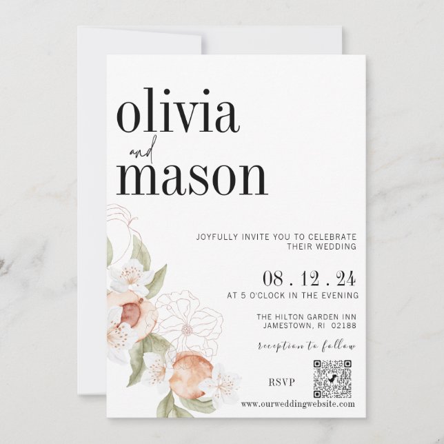 Chic Modern Budget Wedding Invitation w/Rsvp (Front)