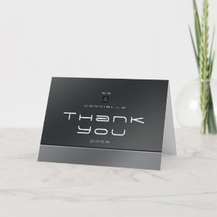 Chic Modern Business Black Silver Thank You Card
