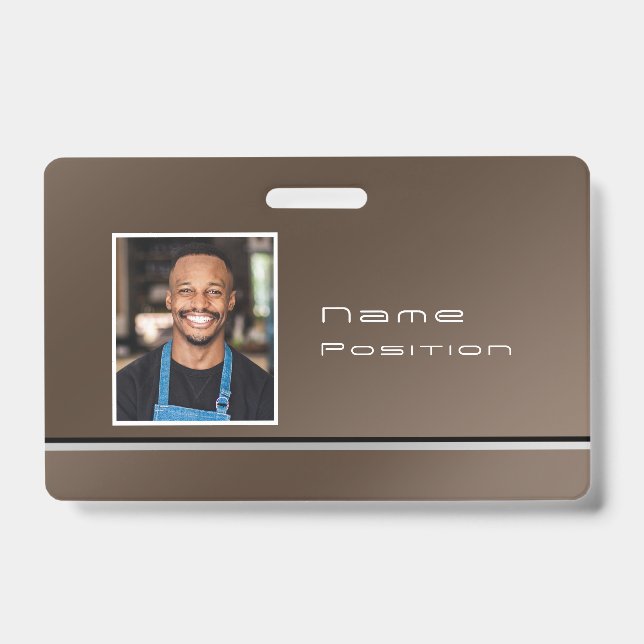 Chic Modern Business Brown ID Badge (Front)