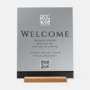 Chic Modern Business Logo Black Grey Acrylic Sign
