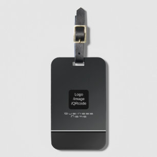 Chic Modern Business Logo Black  Luggage Tag