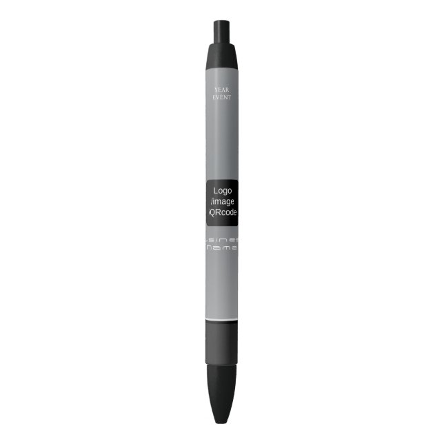 Chic Modern Business Logo Grey Black Black Ink Pen (Front Vertical)