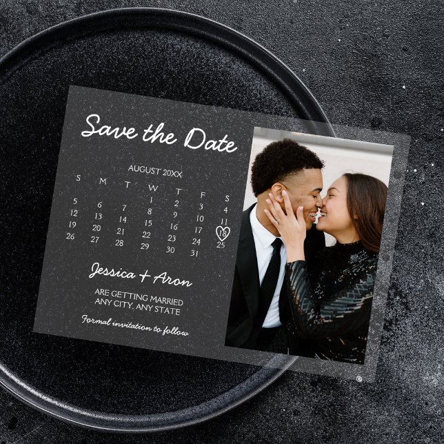 Chic Modern Calendar Photo Save The Date  Acrylic Invitations (Chic Modern Calendar Photo Save The Date Acrylic Invitations)