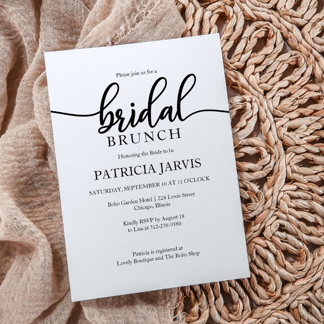 Chic Modern Calligraphy Bridal Brunch Invitation (Creator Uploaded)
