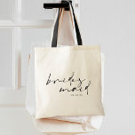 Chic Modern Calligraphy Bridesmaid Tote Bag<br><div class="desc">Chic and modern calligraphy "bridesmaid" with the wedding date.</div>